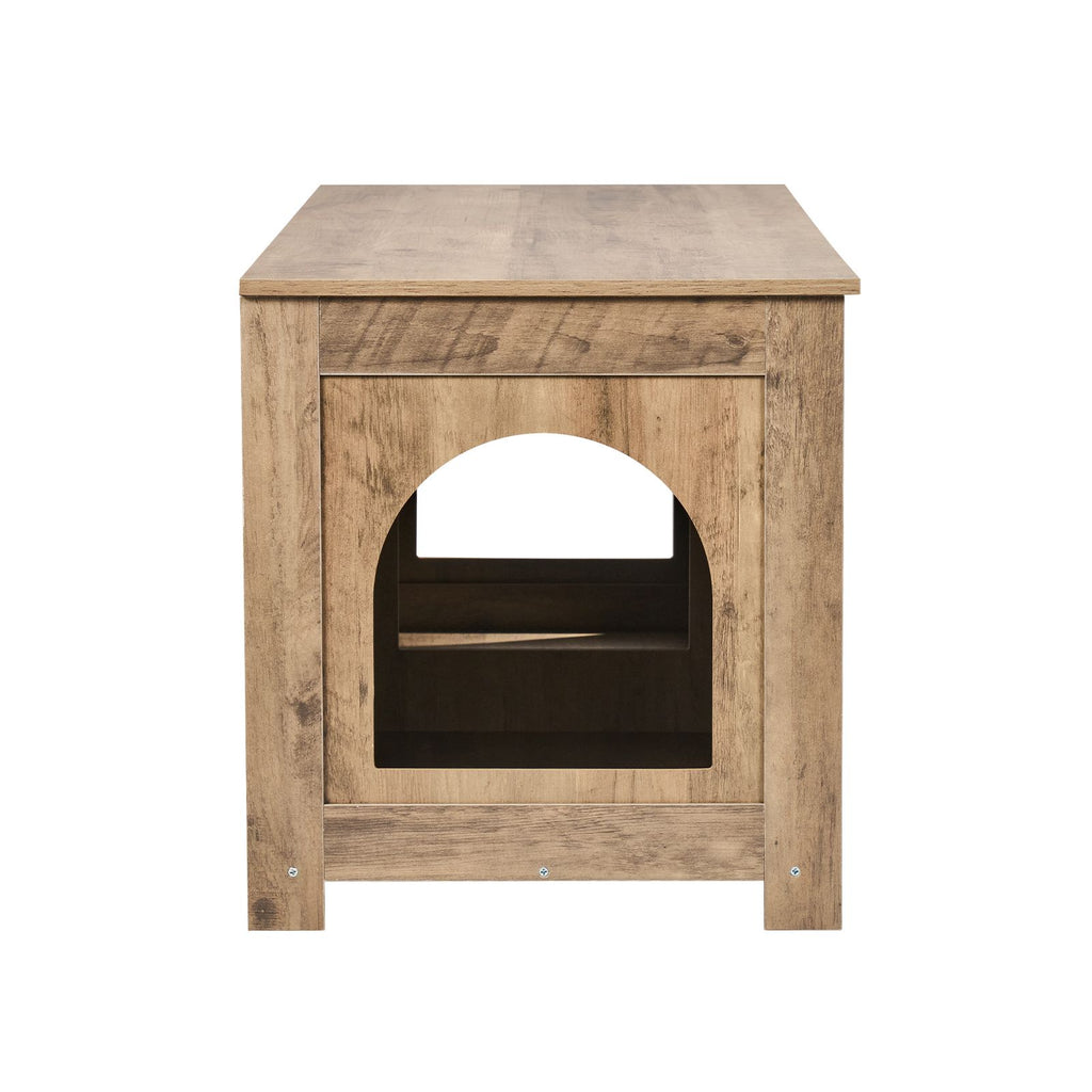 Cat Litter Box Enclosure for 2 Cats, Litter Box Furniture Hidden with Double Rooms, Wooden Cat Box Cabinet Fit Most of Litter Box, 47.2"L x 18.5"W x 19.7"H, Greige