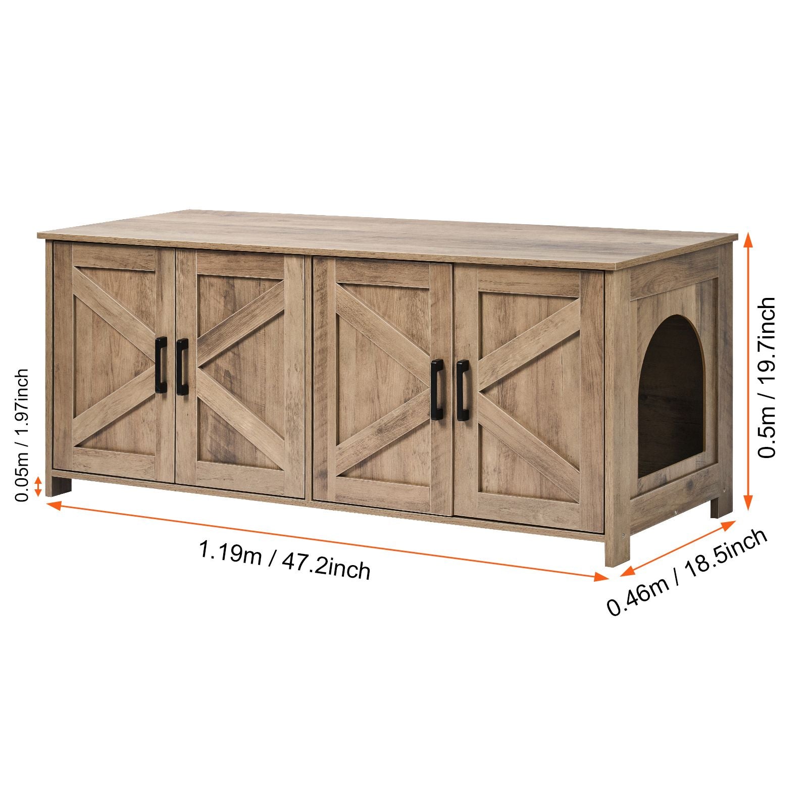 Cat Litter Box Enclosure for 2 Cats, Litter Box Furniture Hidden with Double Rooms, Wooden Cat Box Cabinet Fit Most of Litter Box, 47.2"L x 18.5"W x 19.7"H, Greige