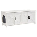 Cat Litter Box Enclosure for 2 Cats, Litter Box Furniture Hidden with Double Rooms, Wooden Cat Box Cabinet Fit Most of Litter Box, 47.2"L x 18.5"W x 19.7"H, White