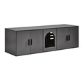 Cat Litter Box Enclosure for 2 Cats, Litter Box Furniture Hidden with Double Rooms, Wooden Cat Box Cabinet Fit Most of Litter Box, 57.9"L x 18.3"W x 17.9"H, Black