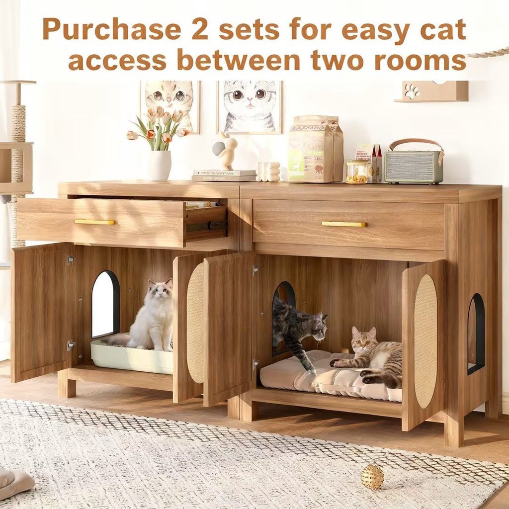 Multi-Purpose Cat Litter Box Enclosure with Hidden Storage