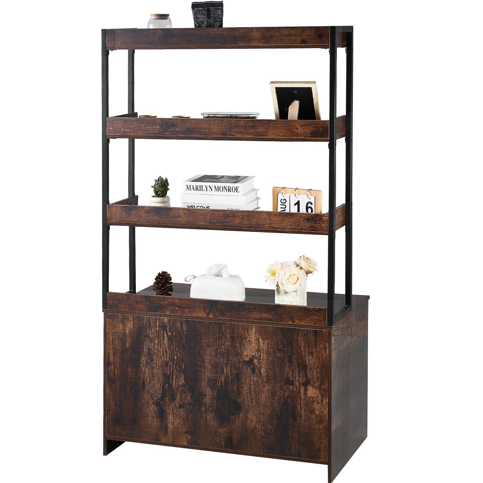 Stylish Cat Litter Box Enclosure with Storage Shelves – Hide Mess, Add Charm