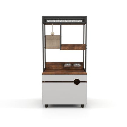 Furniture-Style Cat Litter Box Enclosure with Tree Tower and Scratching Pads