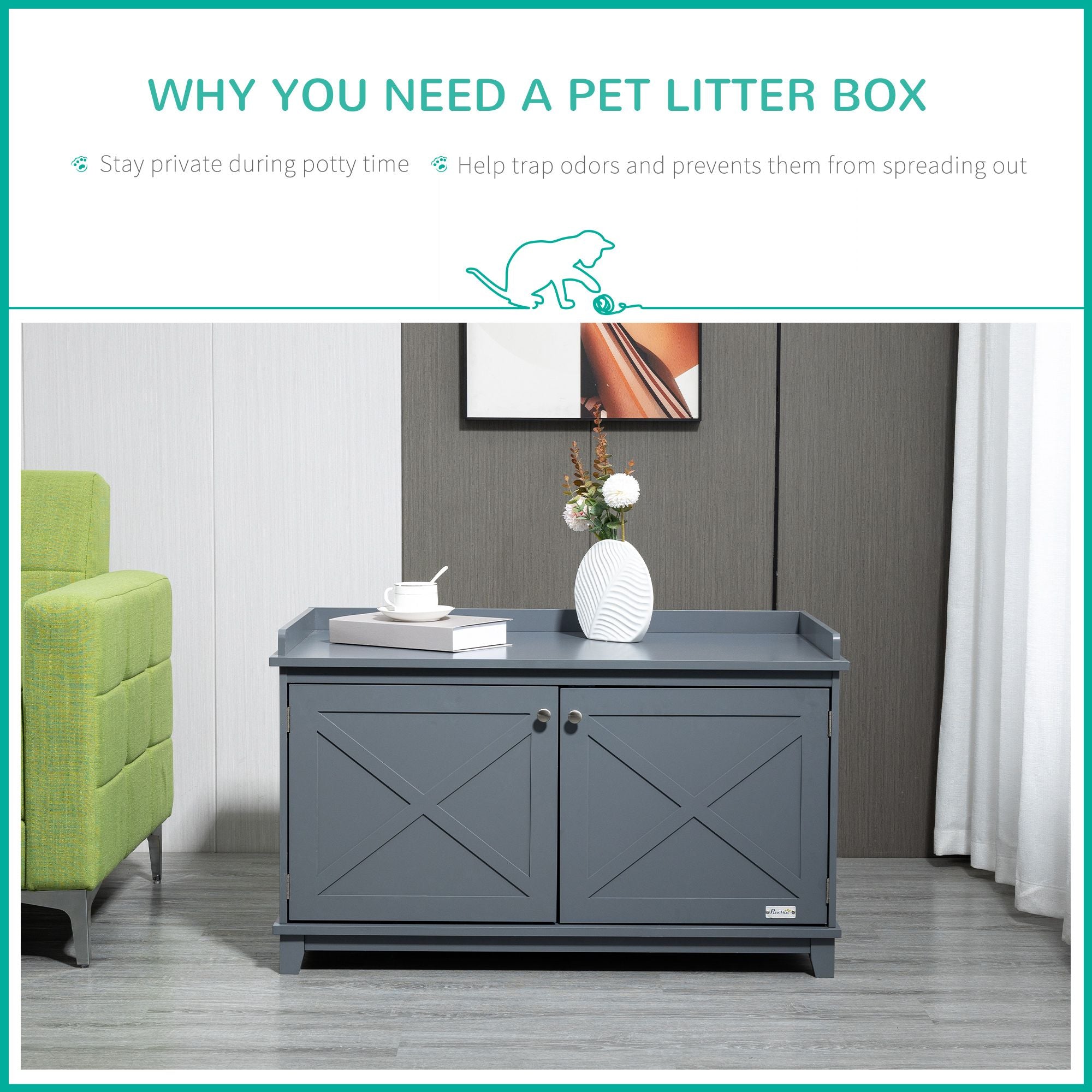 Cat Litter Box Furniture with Large Hidden Storage