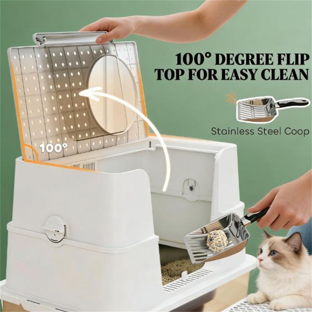 Cat litter box, stainless structured garbage bin, cat garbage bin