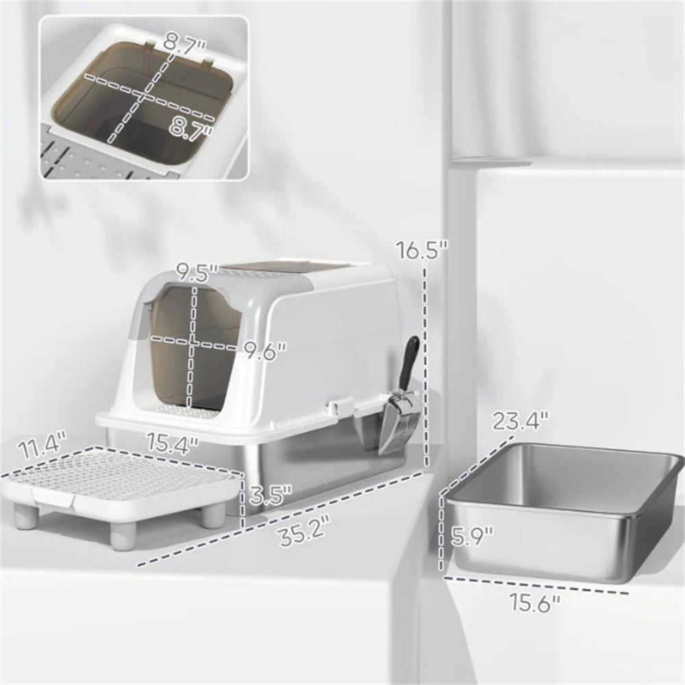 Stainless structured Enclosed Cat Litter Box with Odor Control