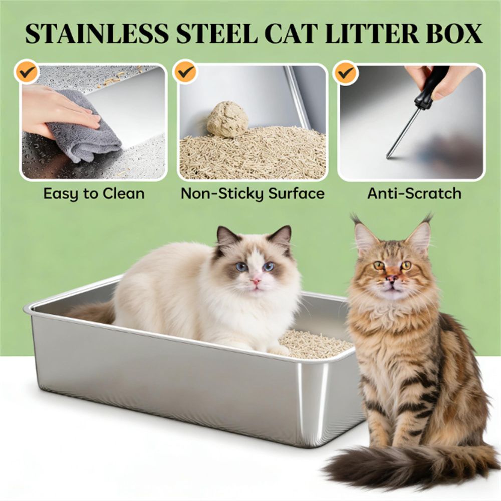 Cat litter box, stainless structured garbage bin, cat garbage bin