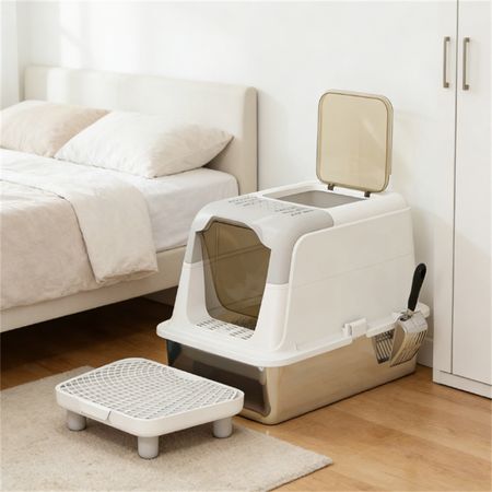 Stainless structured Enclosed Cat Litter Box with Odor Control
