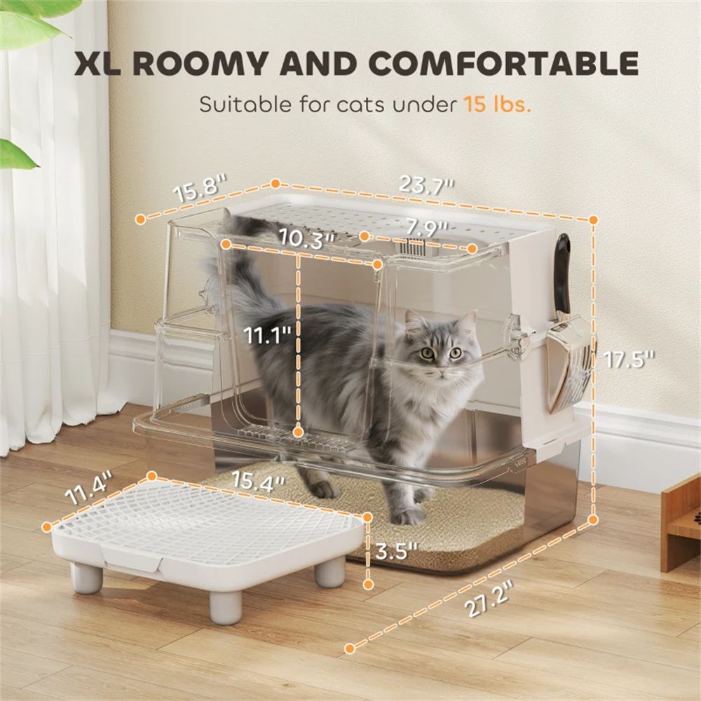 Cat litter box, stainless structured garbage bin, cat garbage bin