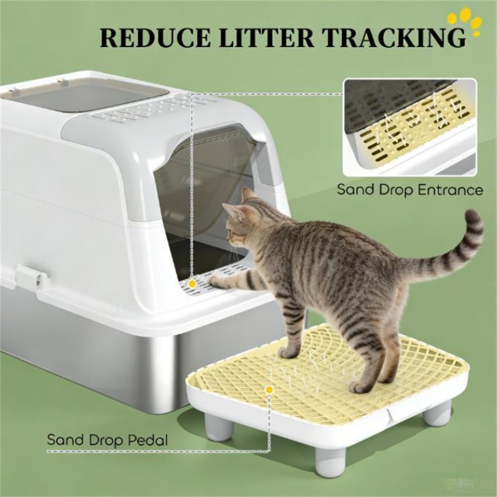Stainless structured Enclosed Cat Litter Box with Odor Control