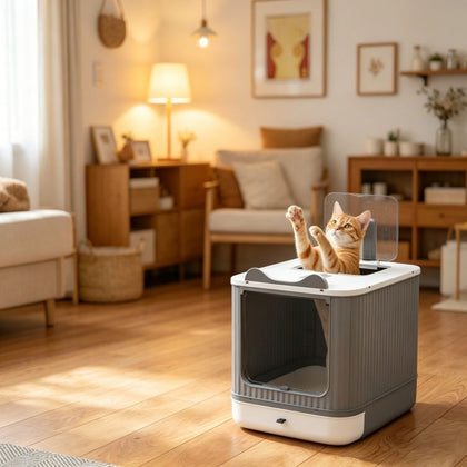 Adjustable Front Cat Litter Box with Top Exit
