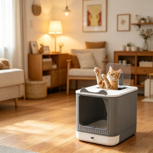 Adjustable Front Cat Litter Box with Top Exit – image 1