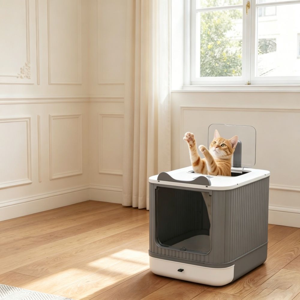 Cat Litter Box with Adjustable Front 17.5 Inches X 13.6 Inches X 15.9 Inches