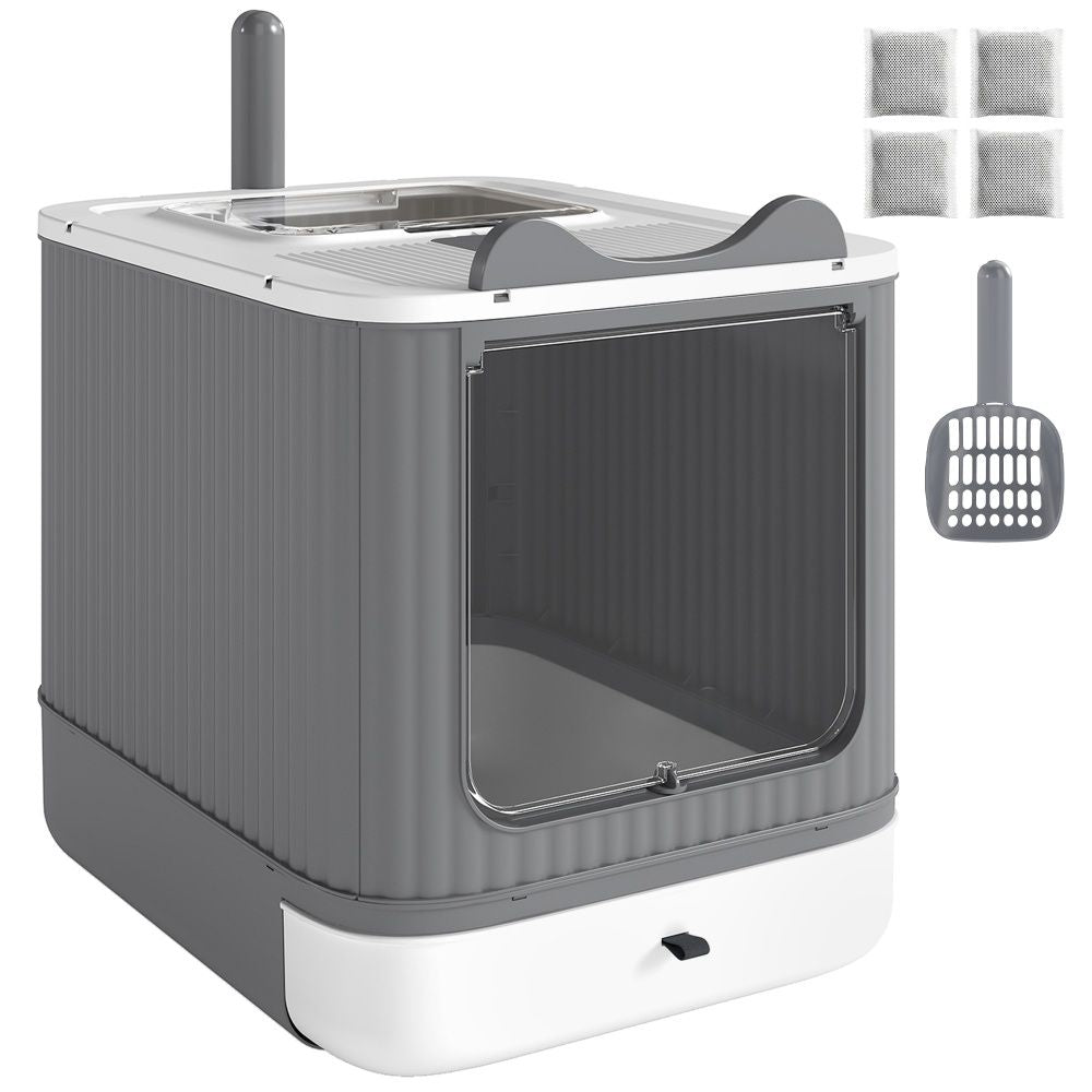 Cat Litter Box with Adjustable Front 17.5 Inches X 13.6 Inches X 15.9 Inches
