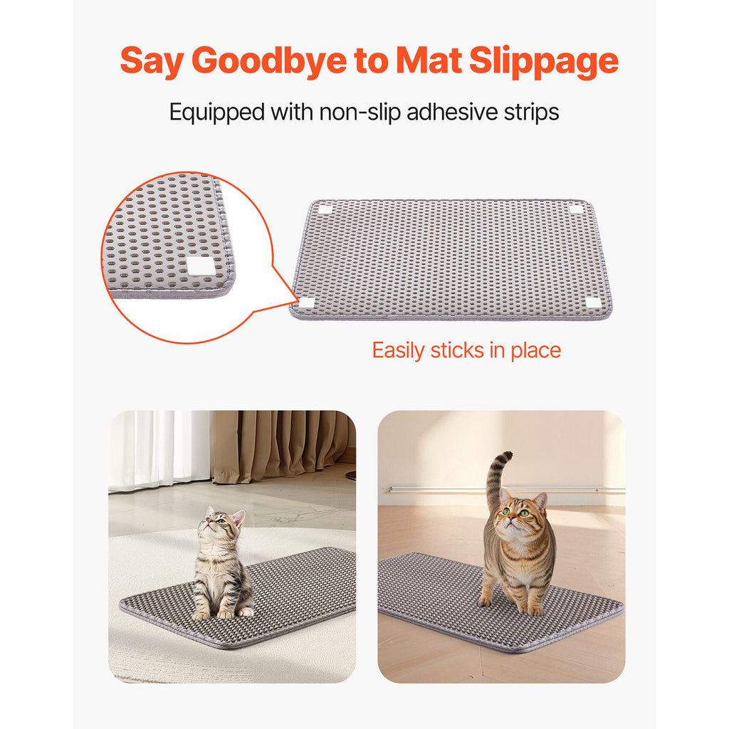 Cat Litter Mat, 24 x 15 in, Double-Layer Litter Box Mat, Non-Slip & Urine-Proof Litter-Trapping Mats for Indoor Cats, Honeycomb Design, Soft on Paws, Washable Large Kitty Mats for Floor