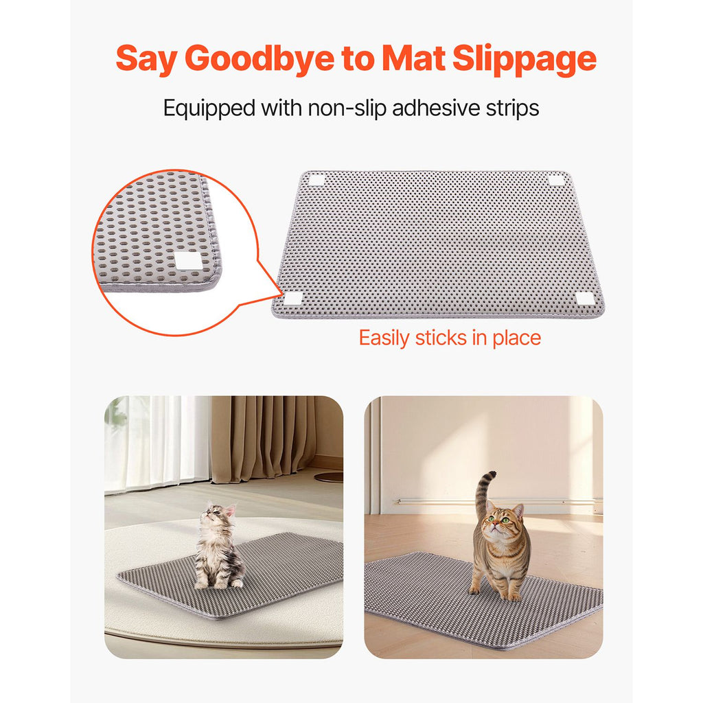 Cat Litter Mat, 30 x 24 in, Double-Layer Litter Box Mat, Non-Slip & Urine-Proof Litter-Trapping Mats for Indoor Cats, Honeycomb Design, Soft on Paws, Washable Large Kitty Mats for Floor