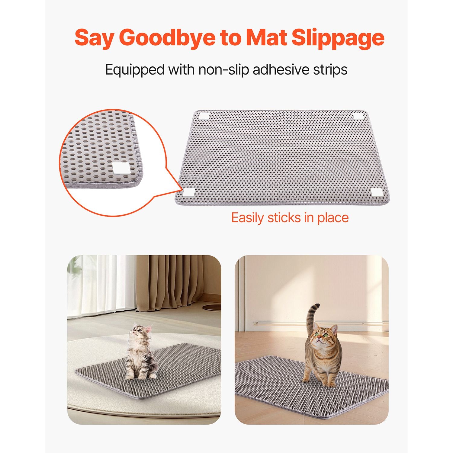 Cat Litter Mat, 30 x 24 in, Double-Layer Litter Box Mat, Non-Slip & Urine-Proof Litter-Trapping Mats for Indoor Cats, Honeycomb Design, Soft on Paws, Washable Large Kitty Mats for Floor