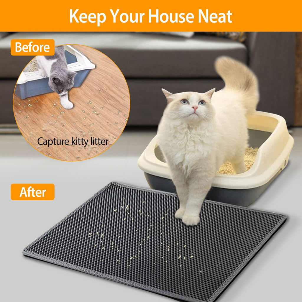 Honeycomb Cat Litter Mat – Traps Scatter, Urine-Proof, Paws Friendly