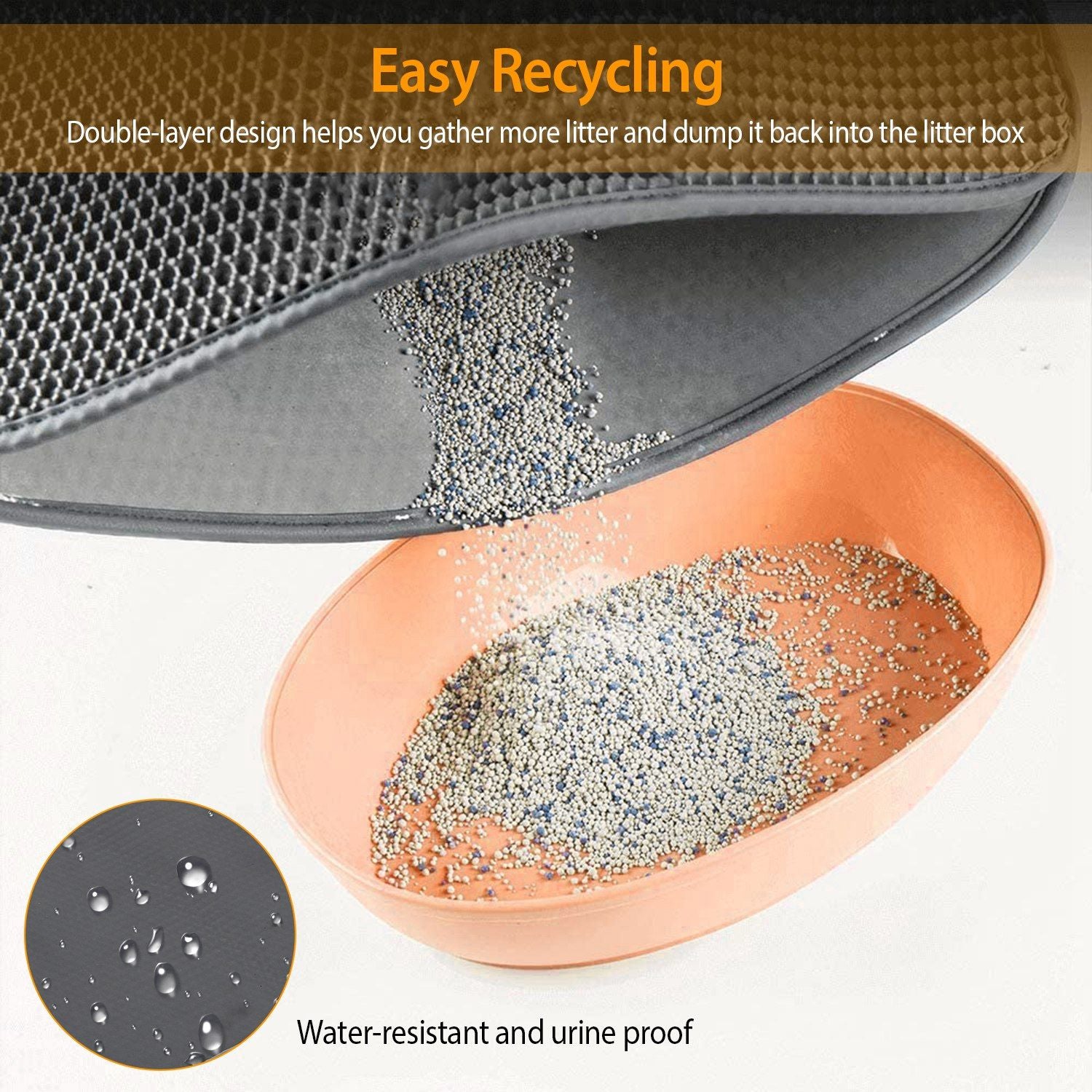 Honeycomb Cat Litter Mat – Traps Scatter, Urine-Proof, Paws Friendly