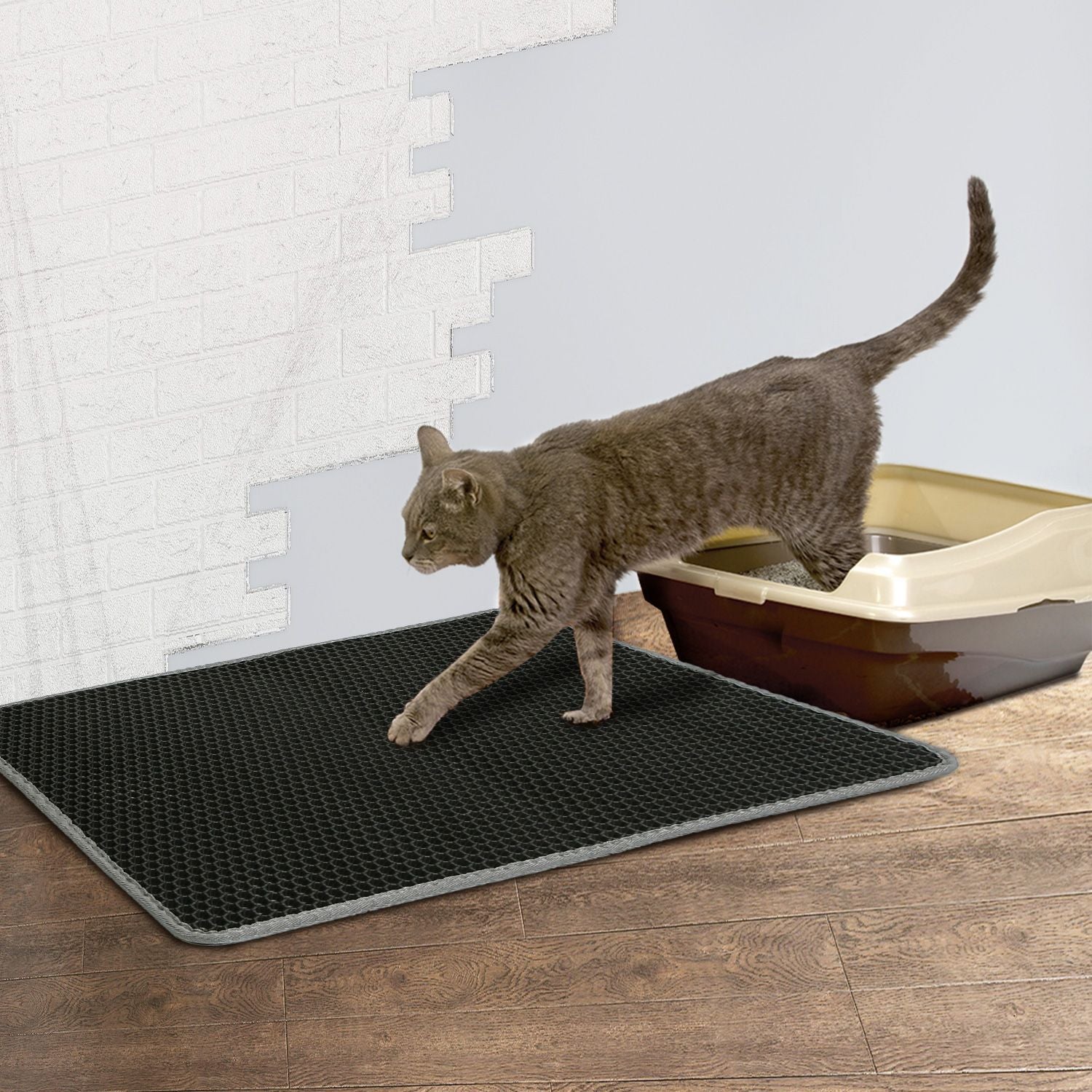 Honeycomb Cat Litter Mat – Traps Scatter, Urine-Proof, Paws Friendly