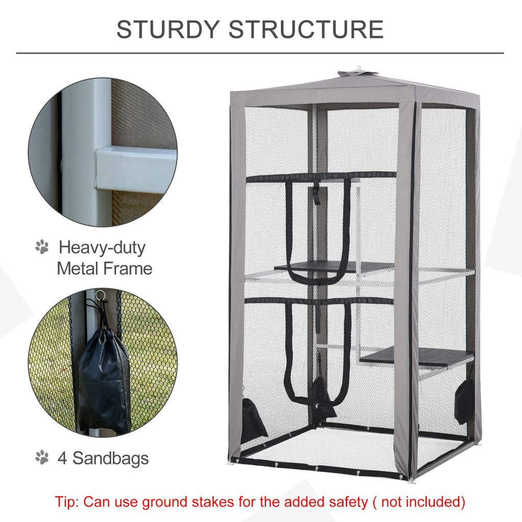 Spacious Fully Enclosed Cat House with 3 Climbing Platforms