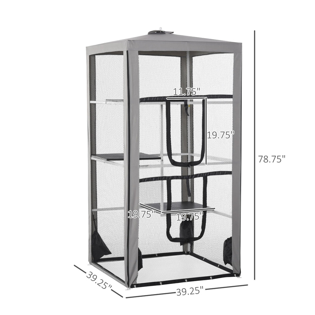 Spacious Fully Enclosed Cat House with 3 Climbing Platforms