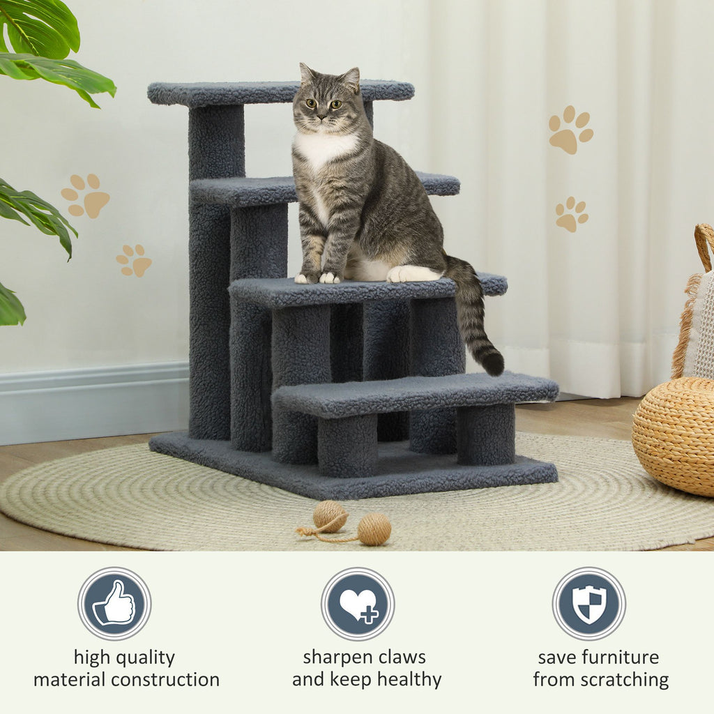 4-Step Cat Scratching Post with Plush Steps for Climbing and Scratching