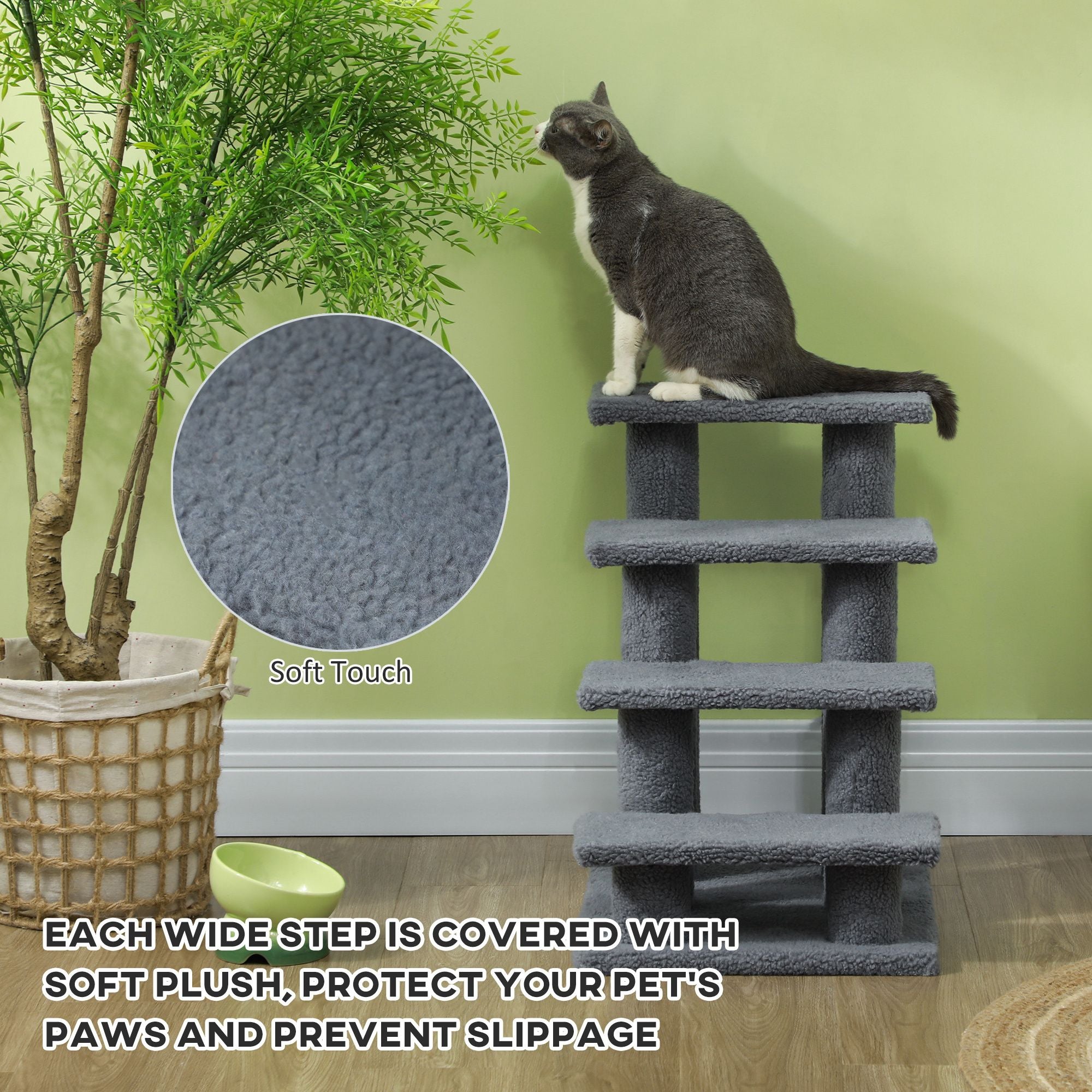 4-Step Cat Scratching Post with Plush Steps for Climbing and Scratching