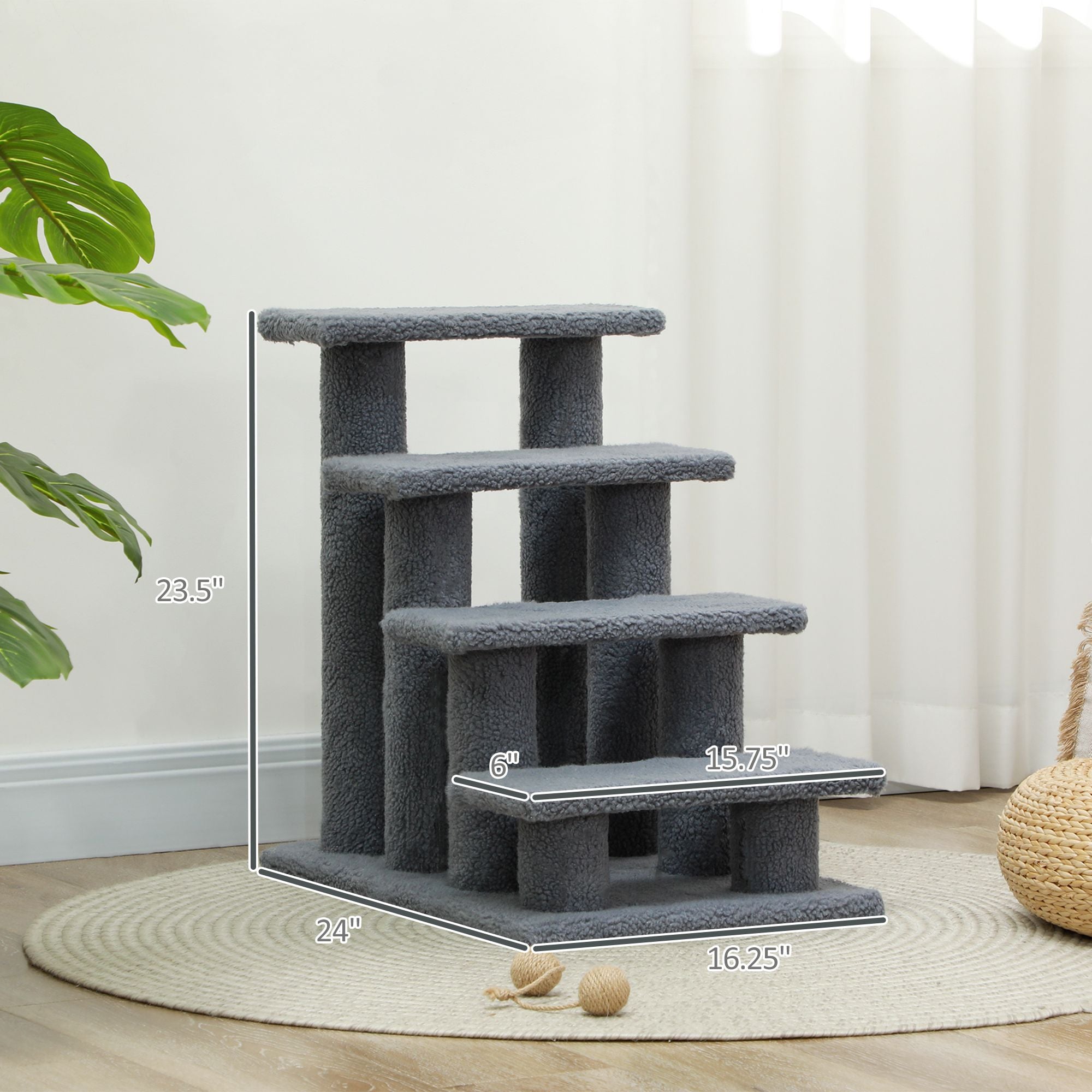 4-Step Cat Scratching Post with Plush Steps for Climbing and Scratching