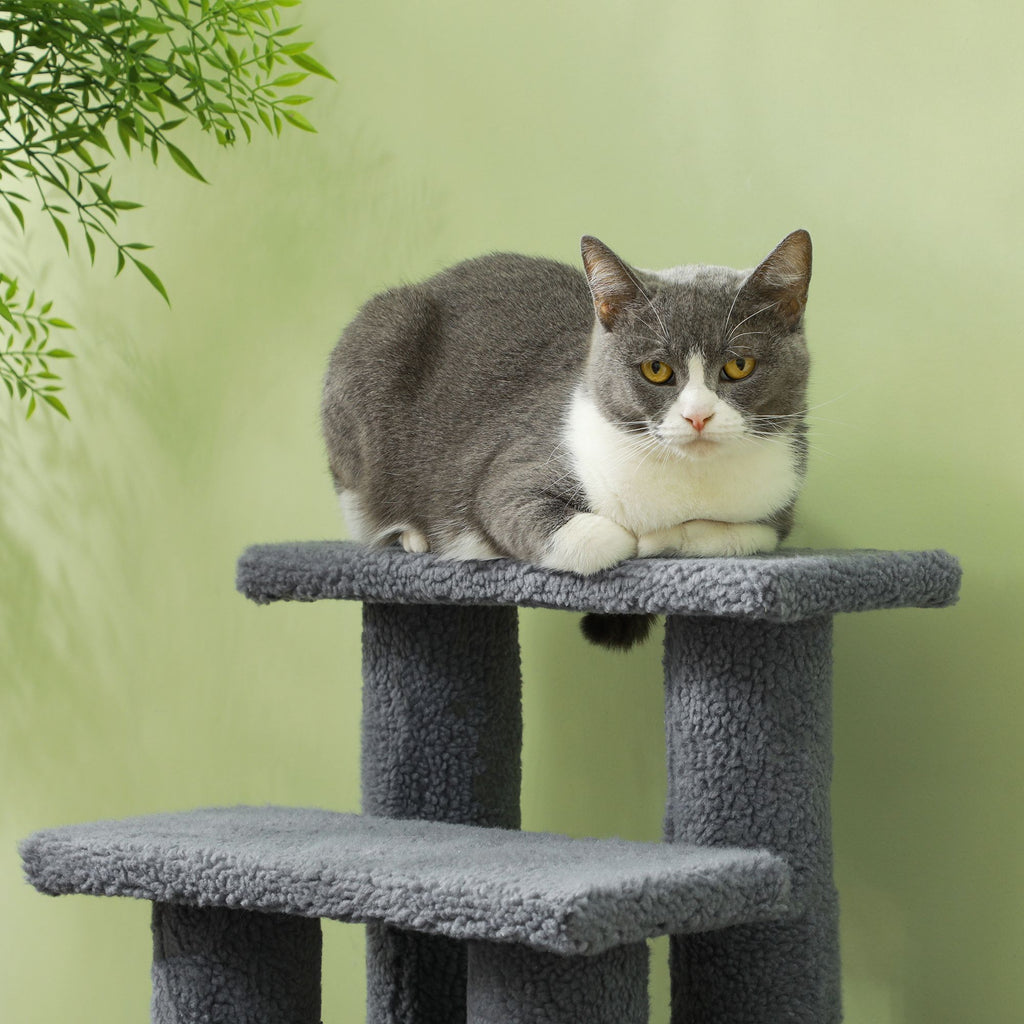 4-Step Cat Scratching Post with Plush Steps for Climbing and Scratching