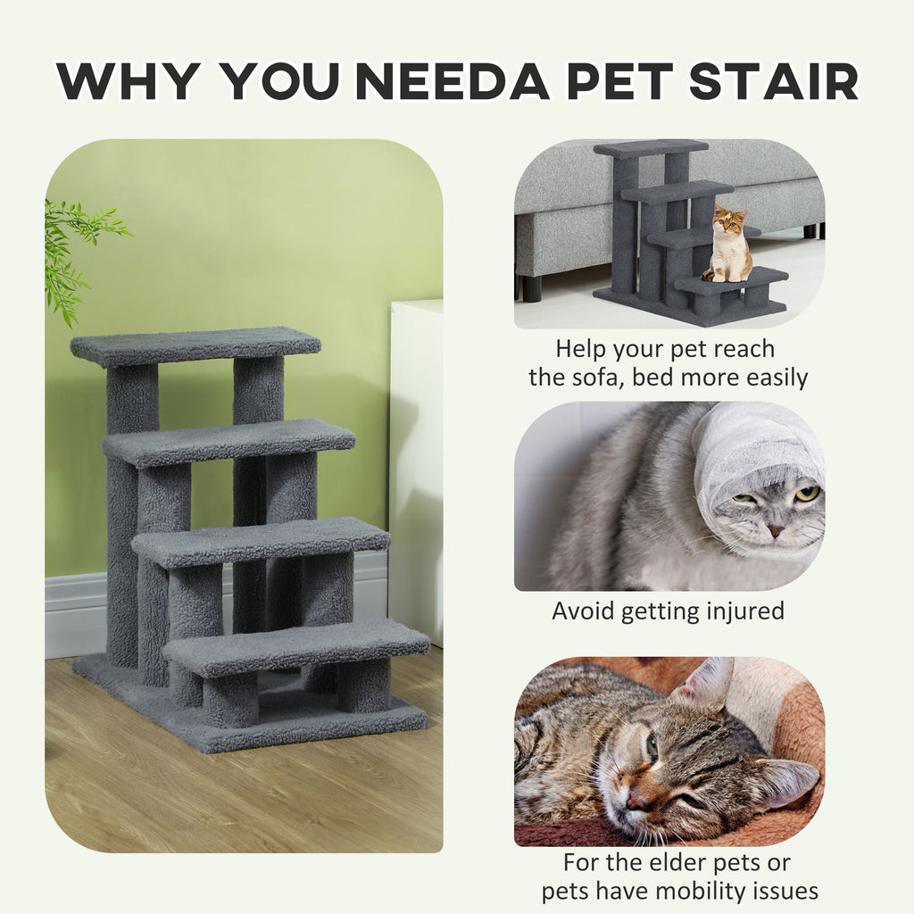 4-Step Cat Scratching Post with Plush Steps for Climbing and Scratching