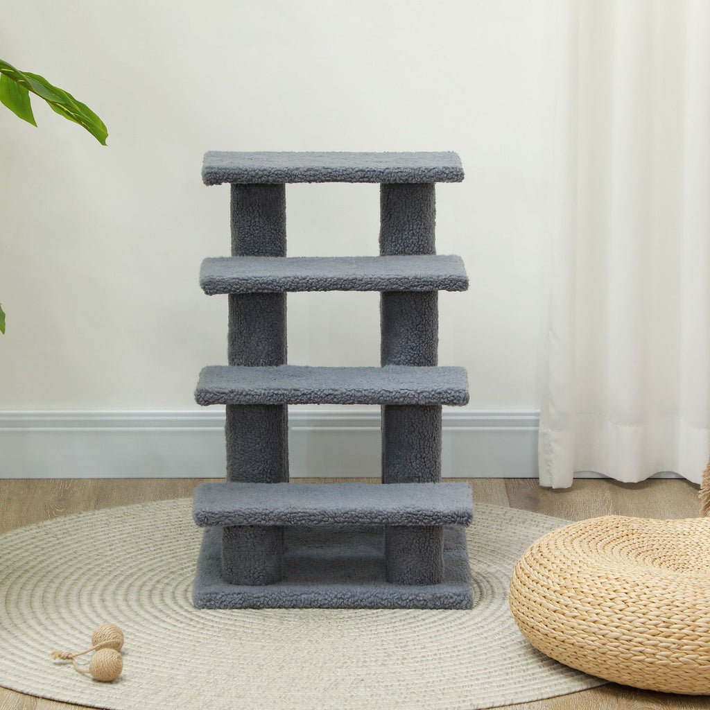 4-Step Cat Scratching Post with Plush Steps for Climbing and Scratching