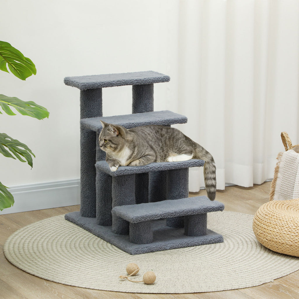4-Step Cat Scratching Post with Plush Steps for Climbing and Scratching