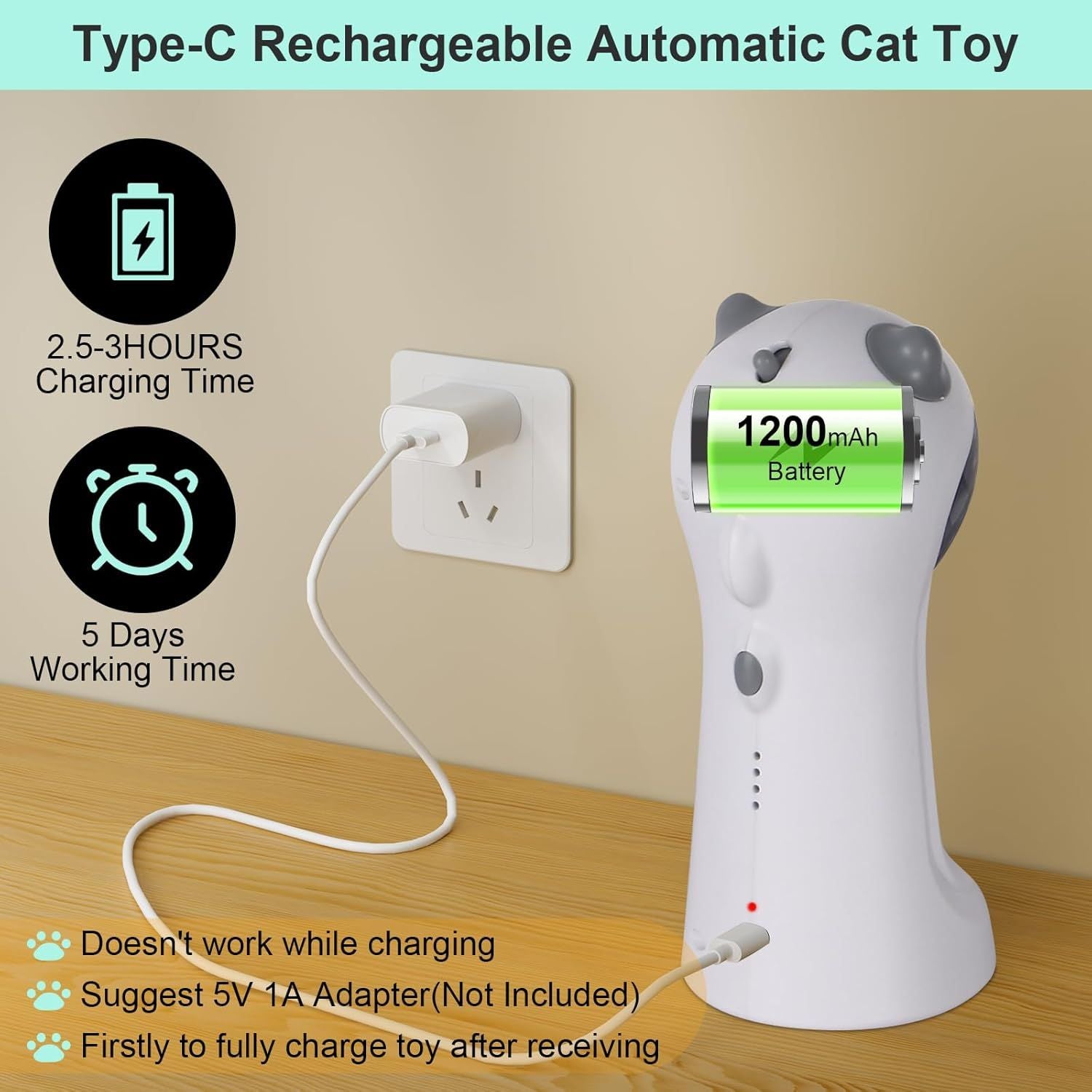 Automatic Motion-Activated Cat Toy with 5 Patterns and 4 Speeds