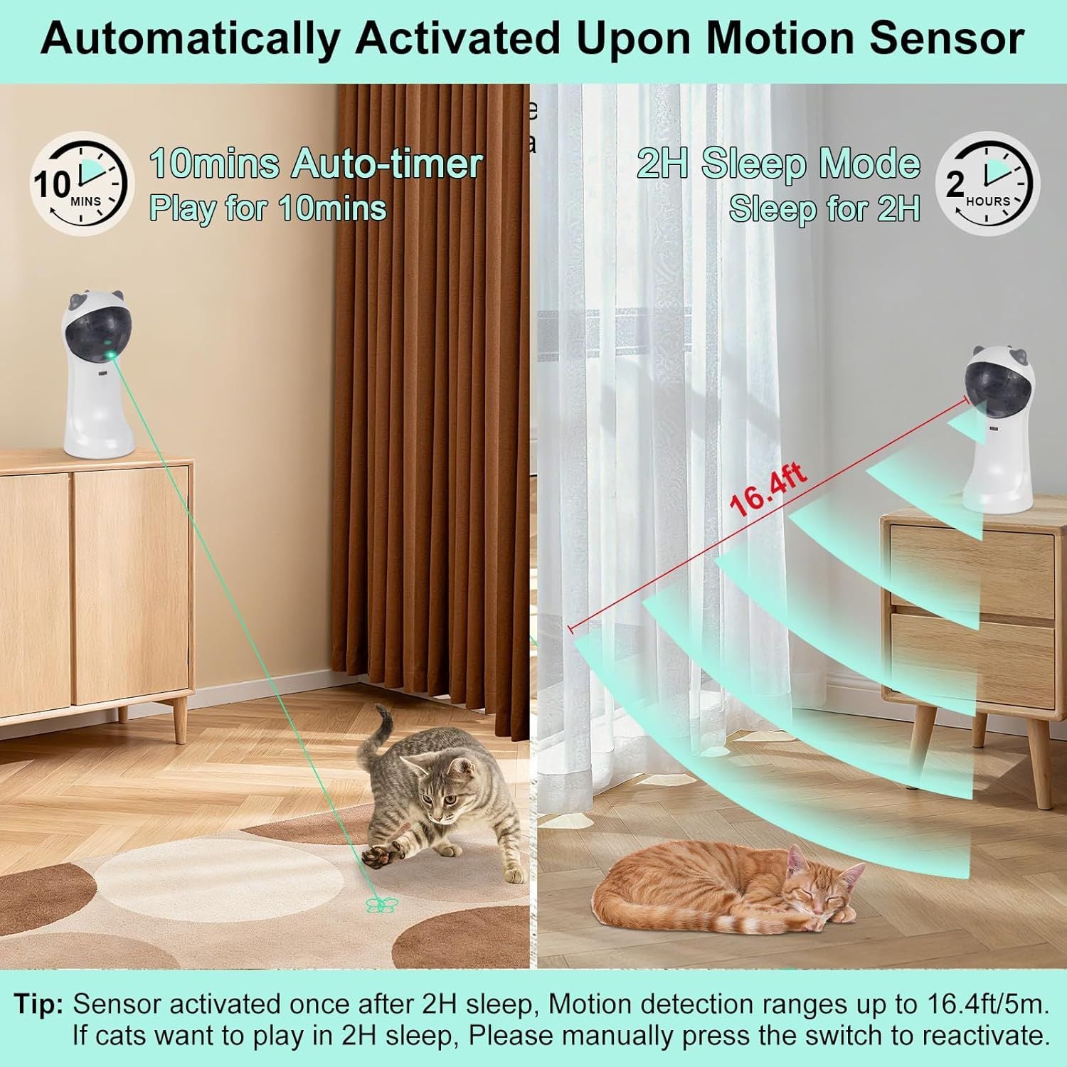 Automatic Motion-Activated Cat Toy with 5 Patterns and 4 Speeds