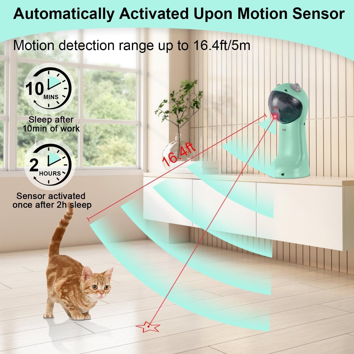 Automatic Motion-Activated Cat Toy with 5 Patterns and 4 Speeds