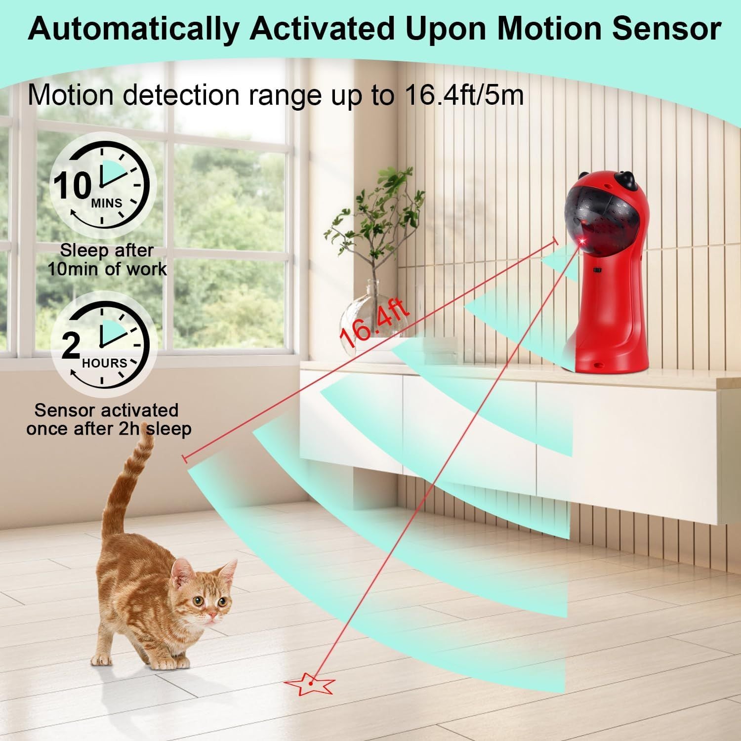 Automatic Motion-Activated Cat Toy with 5 Patterns and 4 Speeds