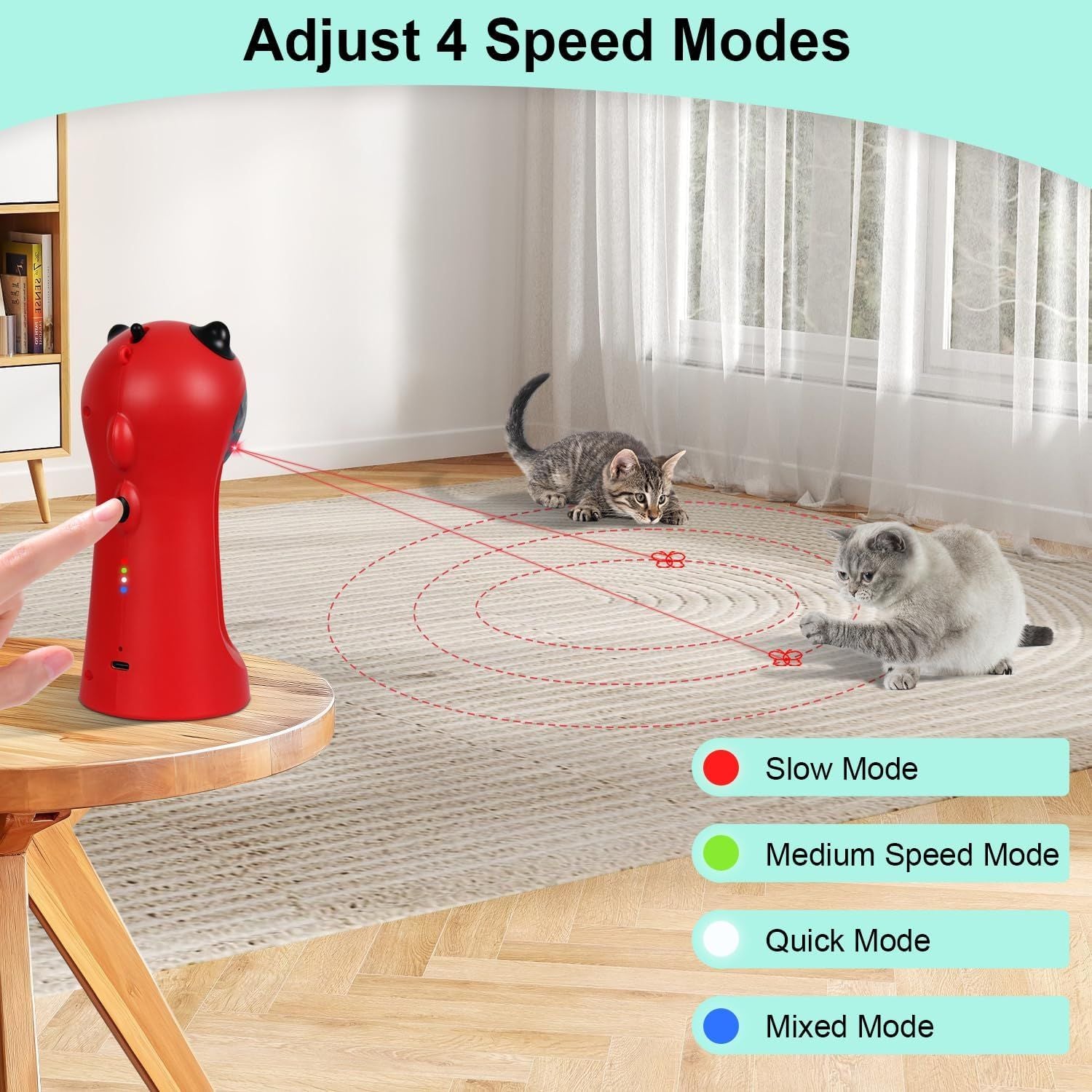Automatic Motion-Activated Cat Toy with 5 Patterns and 4 Speeds