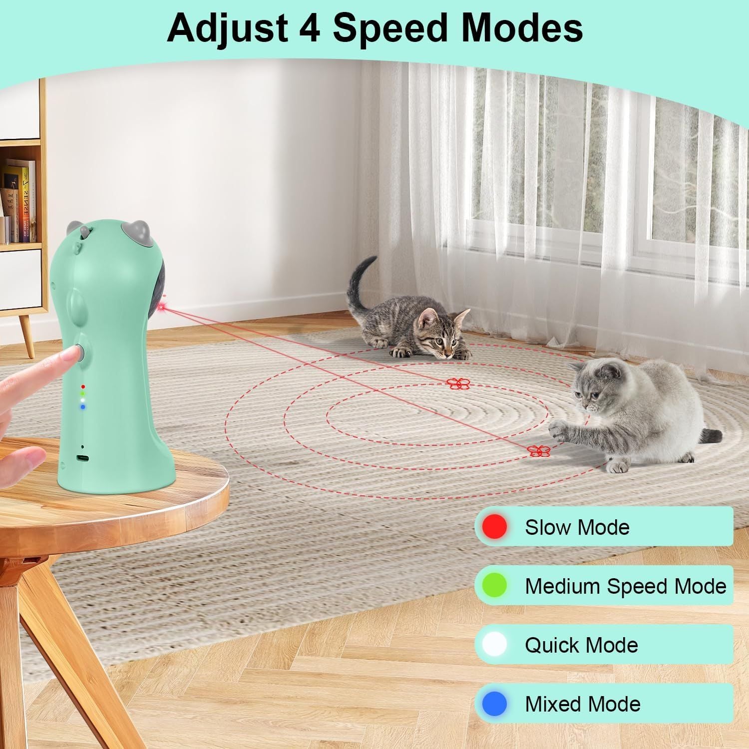 Automatic Motion-Activated Cat Toy with 5 Patterns and 4 Speeds