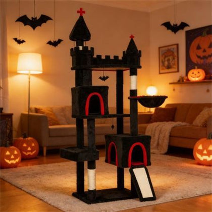 Gothic Castle Cat Tree – Tall 77.6" Multi-Level Climbing Tower