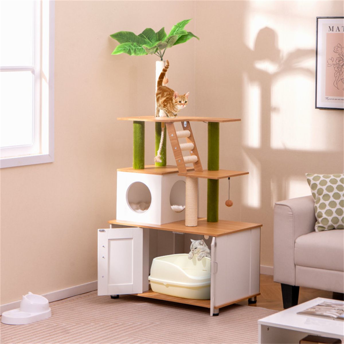 Cat Tree Cat Tower with Cabinet