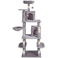Cat Tree for Indoor Cats, 68.5" Cat Tower with 2 Cat Condos, Sisal Scratching Post, Hammock, Top Perch, Jumping Platforms, Large Cat Furniture Activity Center with Hang Ball, Light Grey