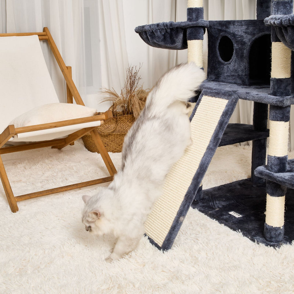 Cat Tree for Indoor Cats, 68.5" Cat Tower with 2 Cat Condos, Sisal Scratching Post, Hammocks, Top Perches, Jumping Platforms and Ramp, Cat Furniture Activity Center with Hang Balls, Dark Grey