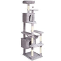 Cat Tree for Indoor Cats, 72" Cat Tower with 2 Cat Condos, Sisal Scratching Post, Hammock, Top Perch, Jumping Platforms, Large Cat Furniture Activity Center with Hang Ball, Light Grey