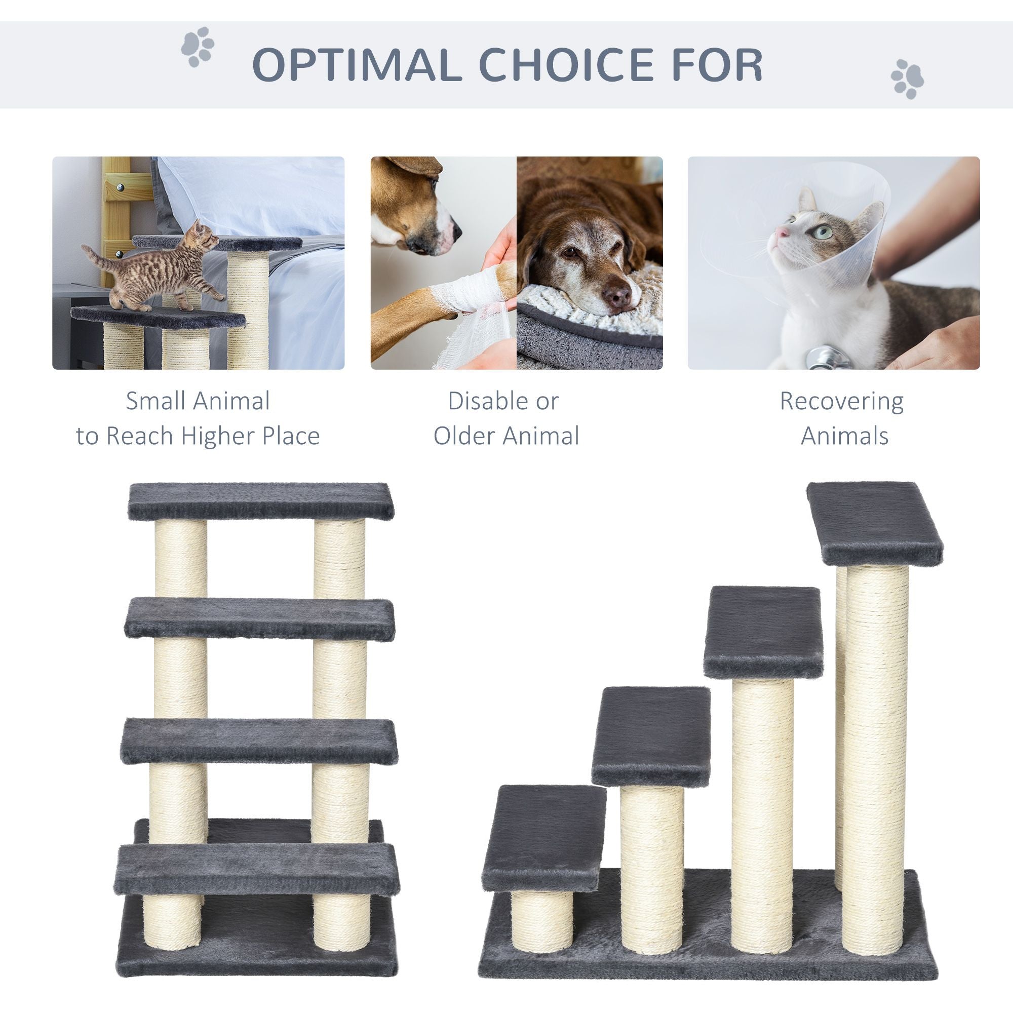 Stair-Shaped Cat Tree with Soft Plush Steps & Sisal Scratching Post