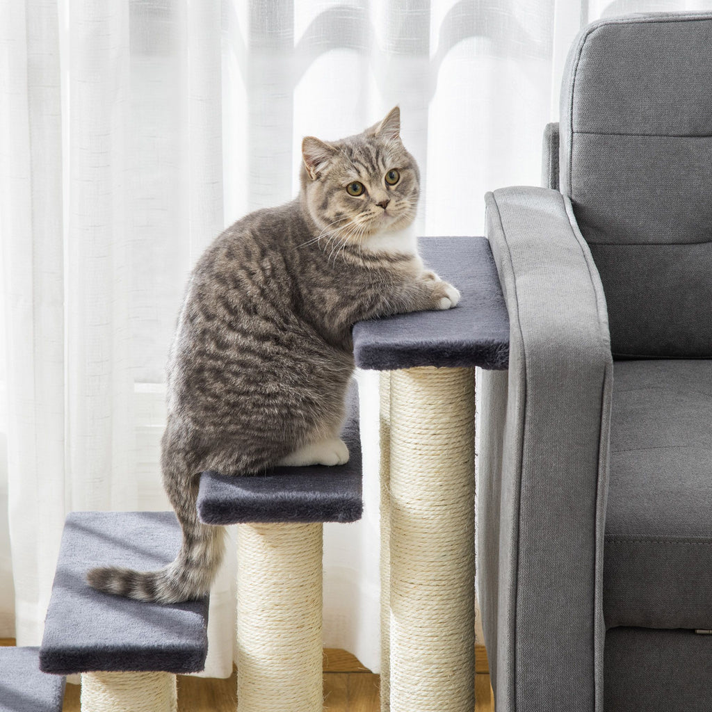 Stair-Shaped Cat Tree with Soft Plush Steps & Sisal Scratching Post