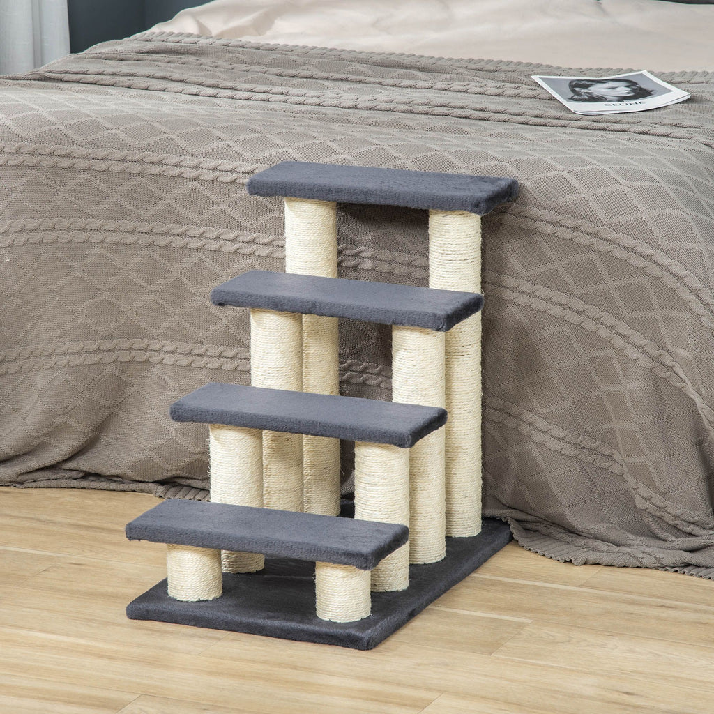 Stair-Shaped Cat Tree with Soft Plush Steps & Sisal Scratching Post