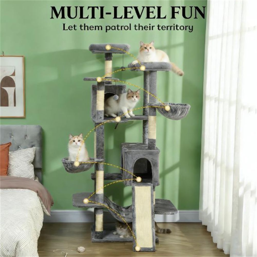 68.5" Multi-Level Cat Tree with Condos, Sisal Posts & Anti-Tip Strap