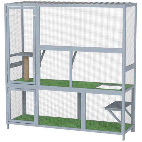 Dual-Level Window Catio with Weatherproof Roof and Scratching Post – image 1