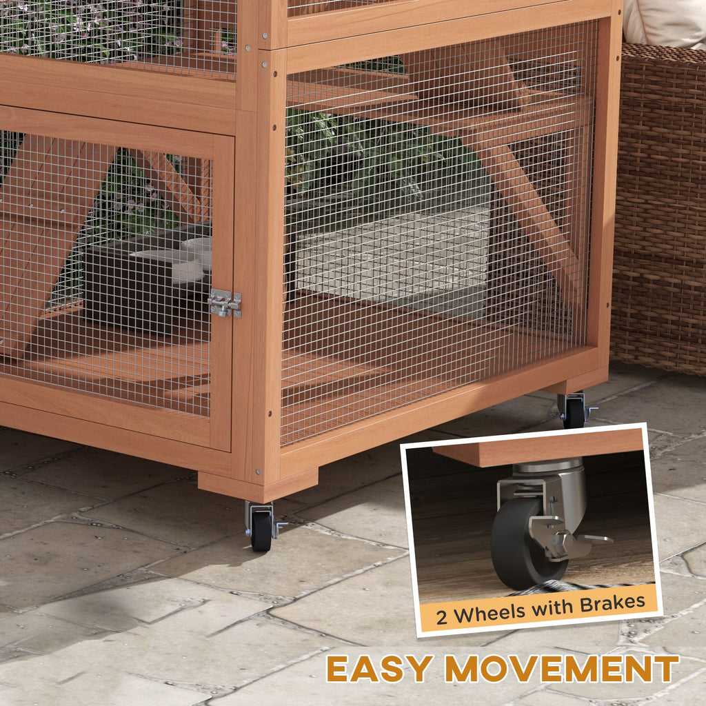 Outdoor Cat Enclosure on Wheels with Hammock and Ramps - Orange